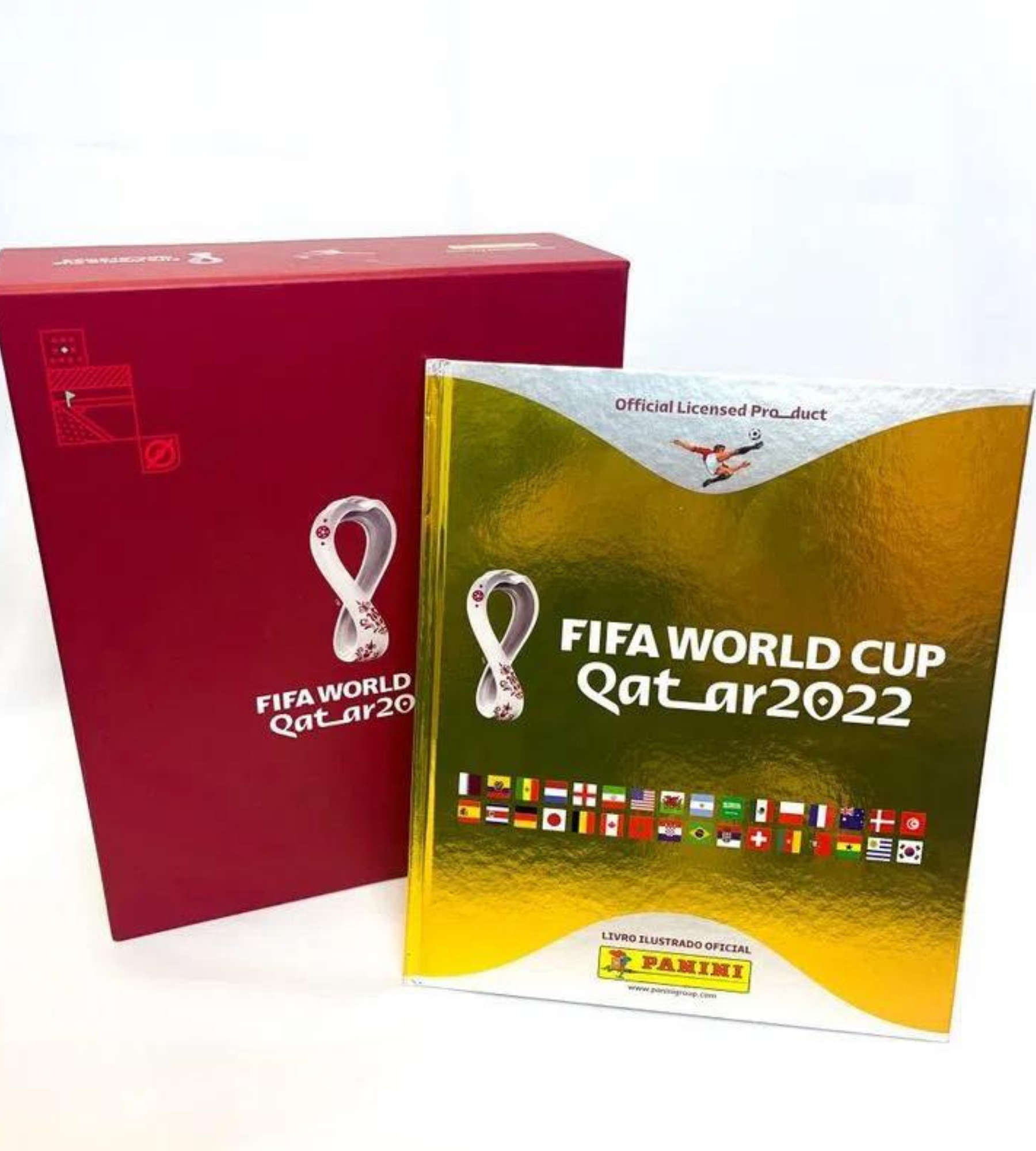 KIT Caixa Album Dourado Copa do Mundo 2022 - Qatar (Capa Dura)